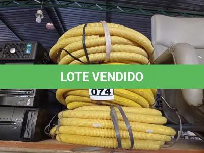 LOTE 074 - 03 ROLOS DE MANGUEIRA CORRUGADA. (NO ESTADO) ATENÇÃO! FAZER A VISITAÇÃO ANTES DE ARREMATAR, NÃO SABEMOS SE FUNCIONA. LEILÃO NÃO TEM GARANTIA E NEM DEVOLUÇÃO, SUJEITO A POSSÍVEIS AVARIAS VISÍVEIS/OCULTAS E/OU AUSÊNCIA DE COMPONENTES.