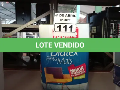 LOTE 111 - 01 LATA DE TINTA IQUINE DIATEX PINTA MAIS 18L FOSCO BASE “P”. (NO ESTADO) ATENÇÃO! FAZER A VISITAÇÃO ANTES DE ARREMATAR, NÃO SABEMOS SE FUNCIONA. LEILÃO NÃO TEM GARANTIA E NEM DEVOLUÇÃO, SUJEITO A POSSÍVEIS AVARIAS VISÍVEIS/OCULTAS E/OU AUSÊNCIA DE COMPONENTES.
