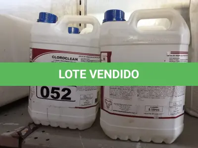 LOTE 052 - 20 LITROS DE CLOROCLEAN, LIMPADOR DESINFETANTE CLORADO PARA INDÚSTRIAS ALIMENTÍCIAS E AFINS. (NO ESTADO) ATENÇÃO! FAZER A VISITAÇÃO ANTES DE ARREMATAR, NÃO SABEMOS SE FUNCIONA. LEILÃO NÃO TEM GARANTIA E NEM DEVOLUÇÃO, SUJEITO A POSSÍVEIS AVARIAS VISÍVEIS/OCULTAS E/OU AUSÊNCIA DE COMPONENTES.