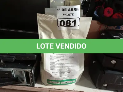 LOTE 081 - 15KG DE FUNGICIDA MICROBIOLÓGICO AGRIVALLE SHOCKER. (NO ESTADO) ATENÇÃO! FAZER A VISITAÇÃO ANTES DE ARREMATAR, NÃO SABEMOS SE FUNCIONA. LEILÃO NÃO TEM GARANTIA E NEM DEVOLUÇÃO, SUJEITO A POSSÍVEIS AVARIAS VISÍVEIS/OCULTAS E/OU AUSÊNCIA DE COMPONENTES.
