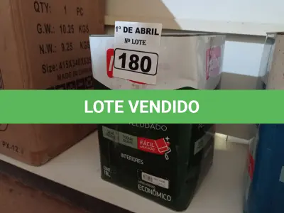 LOTE 180 - 01 LATA DE TINTA IQUINE PINTALAR 18L FOSCO AVELUDADO NA COR VERDE PISCINA. (NO ESTADO) ATENÇÃO! FAZER A VISITAÇÃO ANTES DE ARREMATAR, NÃO SABEMOS SE FUNCIONA. LEILÃO NÃO TEM GARANTIA E NEM DEVOLUÇÃO, SUJEITO A POSSÍVEIS AVARIAS VISÍVEIS/OCULTAS E/OU AUSÊNCIA DE COMPONENTES.