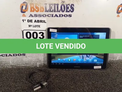 LOTE 003 - 01 TABLET SAMSUNG TAB2 TELA DE 10” COM CABO. (NO ESTADO) ATENÇÃO! FAZER A VISITAÇÃO ANTES DE ARREMATAR, NÃO SABEMOS SE FUNCIONA. LEILÃO NÃO TEM GARANTIA E NEM DEVOLUÇÃO, SUJEITO A POSSÍVEIS AVARIAS VISÍVEIS/OCULTAS E/OU AUSÊNCIA DE COMPONENTES.