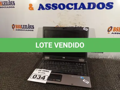 LOTE 034 - 01 NOTEBOOK MARCA HP. (NO ESTADO) ATENÇÃO! FAZER A VISITAÇÃO ANTES DE ARREMATAR, NÃO SABEMOS SE FUNCIONA. LEILÃO NÃO TEM GARANTIA E NEM DEVOLUÇÃO, SUJEITO A POSSÍVEIS AVARIAS VISÍVEIS/OCULTAS E/OU AUSÊNCIA DE COMPONENTES.
