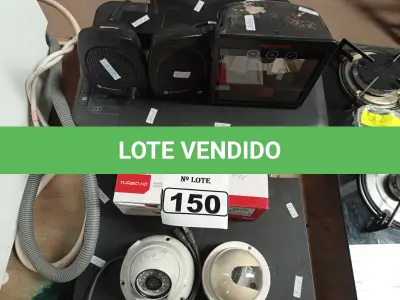 LOTE 150 - 01 DVR, 04 CÂMERAS, 01 LEITOR DE CÓDIGO DE BARRAS, 01 IMPRESSORA JATO DE TINTA E 02 CAIXINHAS DE SOM. (NO ESTADO) ATENÇÃO! FAZER A VISITAÇÃO ANTES DE ARREMATAR, NÃO SABEMOS SE FUNCIONA. LEILÃO NÃO TEM GARANTIA E NEM DEVOLUÇÃO, SUJEITO A POSSÍVEIS AVARIAS VISÍVEIS/OCULTAS E/OU AUSÊNCIA DE COMPONENTES.