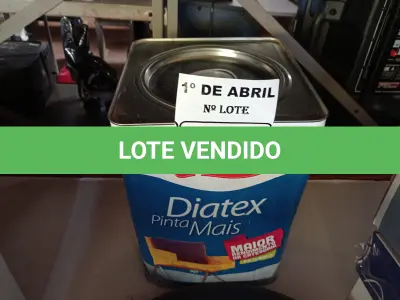 LOTE 111 - 01 LATA DE TINTA IQUINE DIATEX PINTA MAIS 18L FOSCO BASE “P”. (NO ESTADO) ATENÇÃO! FAZER A VISITAÇÃO ANTES DE ARREMATAR, NÃO SABEMOS SE FUNCIONA. LEILÃO NÃO TEM GARANTIA E NEM DEVOLUÇÃO, SUJEITO A POSSÍVEIS AVARIAS VISÍVEIS/OCULTAS E/OU AUSÊNCIA DE COMPONENTES.