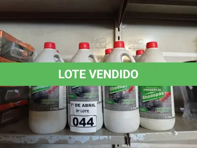 LOTE 044 - 08 GALÕES DE RHODOPAS 3,2KG. (NO ESTADO) ATENÇÃO! FAZER A VISITAÇÃO ANTES DE ARREMATAR, NÃO SABEMOS SE FUNCIONA. LEILÃO NÃO TEM GARANTIA E NEM DEVOLUÇÃO, SUJEITO A POSSÍVEIS AVARIAS VISÍVEIS/OCULTAS E/OU AUSÊNCIA DE COMPONENTES.