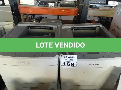 LOTE 169 - 02 IMPRESSORAS A LASER MARCAS LEXMARK MODELO T654DN. (NO ESTADO) ATENÇÃO! FAZER A VISITAÇÃO ANTES DE ARREMATAR, NÃO SABEMOS SE FUNCIONA. LEILÃO NÃO TEM GARANTIA E NEM DEVOLUÇÃO, SUJEITO A POSSÍVEIS AVARIAS VISÍVEIS/OCULTAS E/OU AUSÊNCIA DE COMPONENTES.