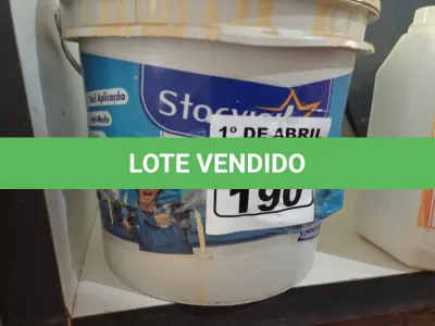 LOTE 190 - 01 BALDE DE MASSA ACRÍLICA STAR VINIL 25KG. (NO ESTADO) ATENÇÃO! FAZER A VISITAÇÃO ANTES DE ARREMATAR, NÃO SABEMOS SE FUNCIONA. LEILÃO NÃO TEM GARANTIA E NEM DEVOLUÇÃO, SUJEITO A POSSÍVEIS AVARIAS VISÍVEIS/OCULTAS E/OU AUSÊNCIA DE COMPONENTES.