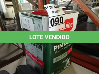 LOTE 090 - 01 LATA DE TINTA IQUINE PINTALAR 18L FOSCO AVELUDADO NA COR VERDE PISCINA. (NO ESTADO) ATENÇÃO! FAZER A VISITAÇÃO ANTES DE ARREMATAR, NÃO SABEMOS SE FUNCIONA. LEILÃO NÃO TEM GARANTIA E NEM DEVOLUÇÃO, SUJEITO A POSSÍVEIS AVARIAS VISÍVEIS/OCULTAS E/OU AUSÊNCIA DE COMPONENTES.