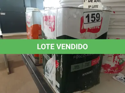 LOTE 159 - 01 LATA DE TINTA IQUINE PINTALAR 18L FOSCO AVELUDADO NA COR PEROLA. (NO ESTADO) ATENÇÃO! FAZER A VISITAÇÃO ANTES DE ARREMATAR, NÃO SABEMOS SE FUNCIONA. LEILÃO NÃO TEM GARANTIA E NEM DEVOLUÇÃO, SUJEITO A POSSÍVEIS AVARIAS VISÍVEIS/OCULTAS E/OU AUSÊNCIA DE COMPONENTES.