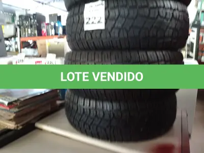 LOTE 222 - 04 PNEUS REMOLD 205/65/15. (NO ESTADO) ATENÇÃO! FAZER A VISITAÇÃO ANTES DE ARREMATAR, NÃO SABEMOS SE FUNCIONA. LEILÃO NÃO TEM GARANTIA E NEM DEVOLUÇÃO, SUJEITO A POSSÍVEIS AVARIAS VISÍVEIS/OCULTAS E/OU AUSÊNCIA DE COMPONENTES.