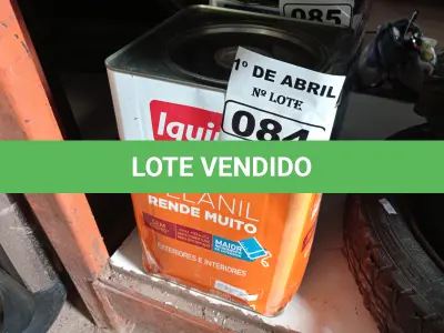 LOTE 084 - 01 LATA DE TINTA IQUINE DELANIL RENDE MUITO 18L FOSCO BASE “C”. (NO ESTADO) ATENÇÃO! FAZER A VISITAÇÃO ANTES DE ARREMATAR, NÃO SABEMOS SE FUNCIONA. LEILÃO NÃO TEM GARANTIA E NEM DEVOLUÇÃO, SUJEITO A POSSÍVEIS AVARIAS VISÍVEIS/OCULTAS E/OU AUSÊNCIA DE COMPONENTES.