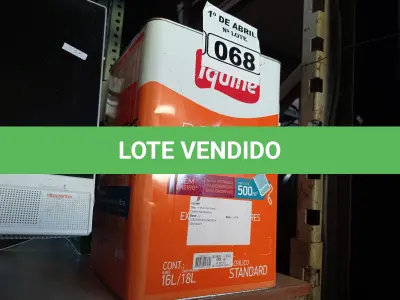 LOTE 068 - 01 LATA DE TINTA IQUINE DELANIL RENDE MUITO 18L FOSCO BASE “C”. (NO ESTADO) ATENÇÃO! FAZER A VISITAÇÃO ANTES DE ARREMATAR, NÃO SABEMOS SE FUNCIONA. LEILÃO NÃO TEM GARANTIA E NEM DEVOLUÇÃO, SUJEITO A POSSÍVEIS AVARIAS VISÍVEIS/OCULTAS E/OU AUSÊNCIA DE COMPONENTES.