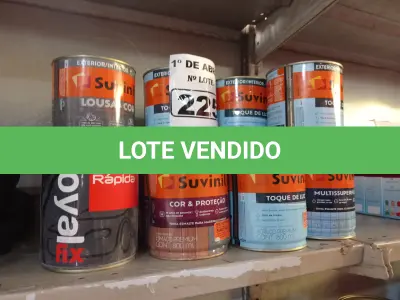 LOTE 225 - 13 LATAS DE TINTA SUVINIL 800ML DIVERSAS. (NO ESTADO) ATENÇÃO! FAZER A VISITAÇÃO ANTES DE ARREMATAR, NÃO SABEMOS SE FUNCIONA. LEILÃO NÃO TEM GARANTIA E NEM DEVOLUÇÃO, SUJEITO A POSSÍVEIS AVARIAS VISÍVEIS/OCULTAS E/OU AUSÊNCIA DE COMPONENTES.