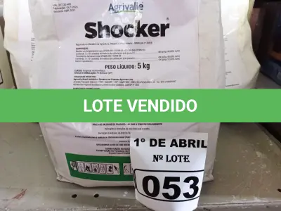 LOTE 053 - 15KG DE FUNGICIDA MICROBIOLÓGICO AGRIVALLE SHOCKER. (NO ESTADO) ATENÇÃO! FAZER A VISITAÇÃO ANTES DE ARREMATAR, NÃO SABEMOS SE FUNCIONA. LEILÃO NÃO TEM GARANTIA E NEM DEVOLUÇÃO, SUJEITO A POSSÍVEIS AVARIAS VISÍVEIS/OCULTAS E/OU AUSÊNCIA DE COMPONENTES.