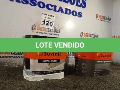 LOTE 120 - 01 BALDE DE CIMENTO QUEIMADO 5KG E 01 BALDE DE MANTA LIQUIDA 5GK MARCAS SUVINIL. (NO ESTADO) ATENÇÃO! FAZER A VISITAÇÃO ANTES DE ARREMATAR, NÃO SABEMOS SE FUNCIONA. LEILÃO NÃO TEM GARANTIA E NEM DEVOLUÇÃO, SUJEITO A POSSÍVEIS AVARIAS VISÍVEIS/OCULTAS E/OU AUSÊNCIA DE COMPONENTES.