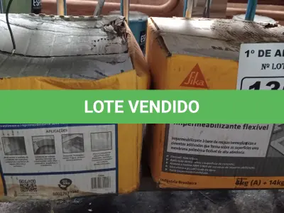 LOTE 136 - 02 CAIXAS DE SIKA TOP 100, REVESTIMENTO IMPERMEABILIZANTE SEMI-FLEXIVEL. (NO ESTADO) ATENÇÃO! FAZER A VISITAÇÃO ANTES DE ARREMATAR, NÃO SABEMOS SE FUNCIONA. LEILÃO NÃO TEM GARANTIA E NEM DEVOLUÇÃO, SUJEITO A POSSÍVEIS AVARIAS VISÍVEIS/OCULTAS E/OU AUSÊNCIA DE COMPONENTES.
