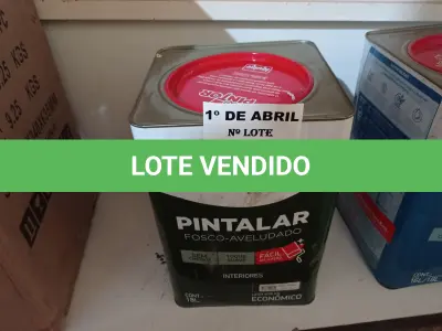 LOTE 180 - 01 LATA DE TINTA IQUINE PINTALAR 18L FOSCO AVELUDADO NA COR VERDE PISCINA. (NO ESTADO) ATENÇÃO! FAZER A VISITAÇÃO ANTES DE ARREMATAR, NÃO SABEMOS SE FUNCIONA. LEILÃO NÃO TEM GARANTIA E NEM DEVOLUÇÃO, SUJEITO A POSSÍVEIS AVARIAS VISÍVEIS/OCULTAS E/OU AUSÊNCIA DE COMPONENTES.