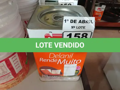 LOTE 158 - 01 LATA DE TINTA IQUINE DELANIL RENDE MUITO 18L FOSCO BASE “C”. (NO ESTADO) ATENÇÃO! FAZER A VISITAÇÃO ANTES DE ARREMATAR, NÃO SABEMOS SE FUNCIONA. LEILÃO NÃO TEM GARANTIA E NEM DEVOLUÇÃO, SUJEITO A POSSÍVEIS AVARIAS VISÍVEIS/OCULTAS E/OU AUSÊNCIA DE COMPONENTES.