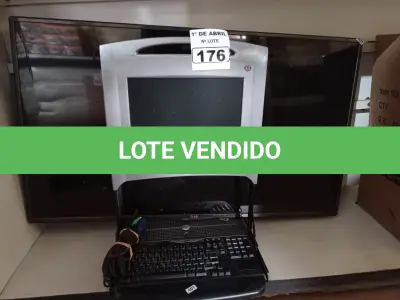 LOTE 176 - 01 TV LG E 01 MONITOR/TECLADO PARA RACK. (NO ESTADO) ATENÇÃO! FAZER A VISITAÇÃO ANTES DE ARREMATAR, NÃO SABEMOS SE FUNCIONA. LEILÃO NÃO TEM GARANTIA E NEM DEVOLUÇÃO, SUJEITO A POSSÍVEIS AVARIAS VISÍVEIS/OCULTAS E/OU AUSÊNCIA DE COMPONENTES.
