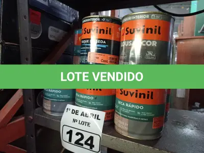 LOTE 124 - 10 LATAS DE ESMALTE SINTÉTICO SUVINIL 800ML CORES DIVERSAS. (NO ESTADO) ATENÇÃO! FAZER A VISITAÇÃO ANTES DE ARREMATAR, NÃO SABEMOS SE FUNCIONA. LEILÃO NÃO TEM GARANTIA E NEM DEVOLUÇÃO, SUJEITO A POSSÍVEIS AVARIAS VISÍVEIS/OCULTAS E/OU AUSÊNCIA DE COMPONENTES.