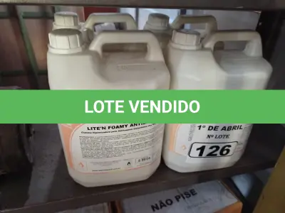 LOTE 126 - 20 LITROS DE ESPUMA HIGIENIZADORA PARA ANTISSEPSIA INSTANTÂNEA DAS MÃOS. (NO ESTADO) ATENÇÃO! FAZER A VISITAÇÃO ANTES DE ARREMATAR, NÃO SABEMOS SE FUNCIONA. LEILÃO NÃO TEM GARANTIA E NEM DEVOLUÇÃO, SUJEITO A POSSÍVEIS AVARIAS VISÍVEIS/OCULTAS E/OU AUSÊNCIA DE COMPONENTES.