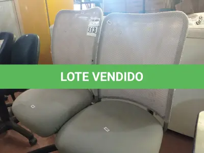 LOTE 513 - 02 CADEIRAS DE ESCRITÓRIO COM BASES GIRATÓRIAS. (NO ESTADO) ATENÇÃO! FAZER A VISITAÇÃO ANTES DE ARREMATAR, NÃO SABEMOS SE FUNCIONA. LEILÃO NÃO TEM GARANTIA E NEM DEVOLUÇÃO, SUJEITO A POSSÍVEIS AVARIAS VISÍVEIS/OCULTAS E/OU AUSÊNCIA DE COMPONENTES.
