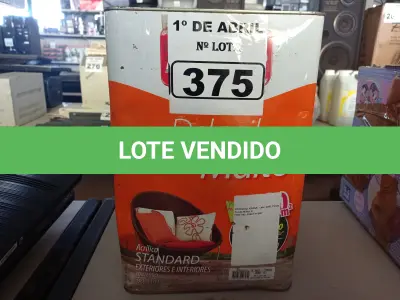 LOTE 375 - 01 LATA DE TINTA IQUINE DELANIL RENDE MUITO 18L FOSCO BASE “C”. (NO ESTADO) ATENÇÃO! FAZER A VISITAÇÃO ANTES DE ARREMATAR, NÃO SABEMOS SE FUNCIONA. LEILÃO NÃO TEM GARANTIA E NEM DEVOLUÇÃO, SUJEITO A POSSÍVEIS AVARIAS VISÍVEIS/OCULTAS E/OU AUSÊNCIA DE COMPONENTES.