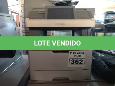 LOTE 362 - 01 IMPRESSORA MARCA LEXMARK MODELO X464. (NO ESTADO) ATENÇÃO! FAZER A VISITAÇÃO ANTES DE ARREMATAR, NÃO SABEMOS SE FUNCIONA. LEILÃO NÃO TEM GARANTIA E NEM DEVOLUÇÃO, SUJEITO A POSSÍVEIS AVARIAS VISÍVEIS/OCULTAS E/OU AUSÊNCIA DE COMPONENTES.