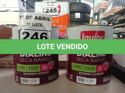 LOTE 246 - 02 GALÕES DE ESMALTE SINTÉTICO IQUINE DIALINE 3,6L NA COR VERDE COLONIAL. (NO ESTADO) ATENÇÃO! FAZER A VISITAÇÃO ANTES DE ARREMATAR, NÃO SABEMOS SE FUNCIONA. LEILÃO NÃO TEM GARANTIA E NEM DEVOLUÇÃO, SUJEITO A POSSÍVEIS AVARIAS VISÍVEIS/OCULTAS E/OU AUSÊNCIA DE COMPONENTES.