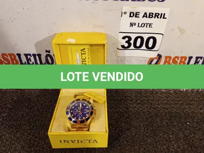 LOTE 300 - 01 RELÓGIO ANALÓGICO INVICTA. (NO ESTADO) ATENÇÃO! FAZER A VISITAÇÃO ANTES DE ARREMATAR, NÃO SABEMOS SE FUNCIONA. LEILÃO NÃO TEM GARANTIA E NEM DEVOLUÇÃO, SUJEITO A POSSÍVEIS AVARIAS VISÍVEIS/OCULTAS E/OU AUSÊNCIA DE COMPONENTES.