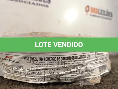 LOTE 346 - 01 ROLO DE CABO FLEXÍVEL 100M 2,5MM NA COR CINZA(NOVO). (NO ESTADO) ATENÇÃO! FAZER A VISITAÇÃO ANTES DE ARREMATAR, NÃO SABEMOS SE FUNCIONA. LEILÃO NÃO TEM GARANTIA E NEM DEVOLUÇÃO, SUJEITO A POSSÍVEIS AVARIAS VISÍVEIS/OCULTAS E/OU AUSÊNCIA DE COMPONENTES.
