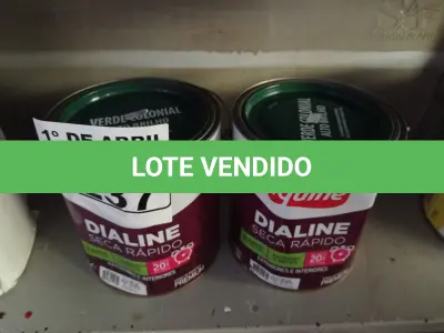 LOTE 237 - 02 GALÕES DE ESMALTE SINTÉTICO IQUINE DIALINE 3,6L NA COR VERDE COLONIAL. (NO ESTADO) ATENÇÃO! FAZER A VISITAÇÃO ANTES DE ARREMATAR, NÃO SABEMOS SE FUNCIONA. LEILÃO NÃO TEM GARANTIA E NEM DEVOLUÇÃO, SUJEITO A POSSÍVEIS AVARIAS VISÍVEIS/OCULTAS E/OU AUSÊNCIA DE COMPONENTES.
