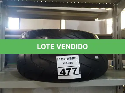 LOTE 477 - 02 PNEUS DE MOTO USADOS 130/70/16 E 150/70/17. (NO ESTADO) ATENÇÃO! FAZER A VISITAÇÃO ANTES DE ARREMATAR, NÃO SABEMOS SE FUNCIONA. LEILÃO NÃO TEM GARANTIA E NEM DEVOLUÇÃO, SUJEITO A POSSÍVEIS AVARIAS VISÍVEIS/OCULTAS E/OU AUSÊNCIA DE COMPONENTES.
