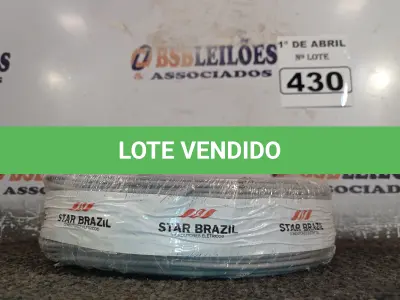 LOTE 430 - 01 ROLO DE CABO FLEXÍVEL 100M 10MM NA COR CINZA(NOVO). (NO ESTADO) ATENÇÃO! FAZER A VISITAÇÃO ANTES DE ARREMATAR, NÃO SABEMOS SE FUNCIONA. LEILÃO NÃO TEM GARANTIA E NEM DEVOLUÇÃO, SUJEITO A POSSÍVEIS AVARIAS VISÍVEIS/OCULTAS E/OU AUSÊNCIA DE COMPONENTES.