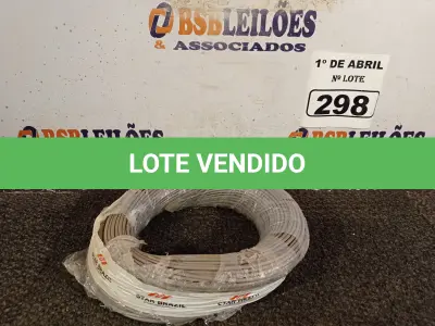LOTE 298 - 01 ROLO DE CABO FLEXÍVEL 100M 2,5MM NA COR CINZA(NOVO). (NO ESTADO) ATENÇÃO! FAZER A VISITAÇÃO ANTES DE ARREMATAR, NÃO SABEMOS SE FUNCIONA. LEILÃO NÃO TEM GARANTIA E NEM DEVOLUÇÃO, SUJEITO A POSSÍVEIS AVARIAS VISÍVEIS/OCULTAS E/OU AUSÊNCIA DE COMPONENTES.