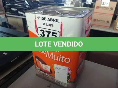 LOTE 375 - 01 LATA DE TINTA IQUINE DELANIL RENDE MUITO 18L FOSCO BASE “C”. (NO ESTADO) ATENÇÃO! FAZER A VISITAÇÃO ANTES DE ARREMATAR, NÃO SABEMOS SE FUNCIONA. LEILÃO NÃO TEM GARANTIA E NEM DEVOLUÇÃO, SUJEITO A POSSÍVEIS AVARIAS VISÍVEIS/OCULTAS E/OU AUSÊNCIA DE COMPONENTES.