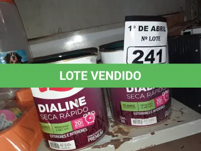 LOTE 241 - 02 GALÕES DE ESMALTE SINTÉTICO IQUINE DIALINE 3,6L NA COR VERDE COLONIAL. (NO ESTADO) ATENÇÃO! FAZER A VISITAÇÃO ANTES DE ARREMATAR, NÃO SABEMOS SE FUNCIONA. LEILÃO NÃO TEM GARANTIA E NEM DEVOLUÇÃO, SUJEITO A POSSÍVEIS AVARIAS VISÍVEIS/OCULTAS E/OU AUSÊNCIA DE COMPONENTES.