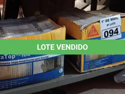 LOTE 094 - 02 CAIXAS DE SIKA TOP-100, REVESTIMENTO IMPERMEABILIZANTE SEMI-FLEXIVEL 18KG. (NO ESTADO) ATENÇÃO! FAZER A VISITAÇÃO ANTES DE ARREMATAR, NÃO SABEMOS SE FUNCIONA. LEILÃO NÃO TEM GARANTIA E NEM DEVOLUÇÃO, SUJEITO A POSSÍVEIS AVARIAS VISÍVEIS/OCULTAS E/OU AUSÊNCIA DE COMPONENTES.