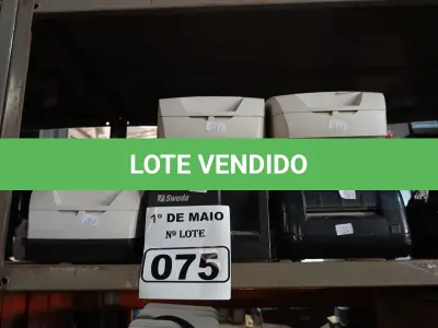 LOTE 075 - 05 IMPRESSORAS DE CUPOM MARCAS E MODELOS DIVERSOS. (NO ESTADO) ATENÇÃO! FAZER A VISITAÇÃO ANTES DE ARREMATAR, NÃO SABEMOS SE FUNCIONA. LEILÃO NÃO TEM GARANTIA E NEM DEVOLUÇÃO, SUJEITO A POSSÍVEIS AVARIAS VISÍVEIS/OCULTAS E/OU AUSÊNCIA DE COMPONENTES.