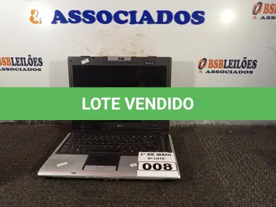 LOTE 008 - 01 NOTEBOOK MARCA ACER. (NO ESTADO) ATENÇÃO! FAZER A VISITAÇÃO ANTES DE ARREMATAR, NÃO SABEMOS SE FUNCIONA. LEILÃO NÃO TEM GARANTIA E NEM DEVOLUÇÃO, SUJEITO A POSSÍVEIS AVARIAS VISÍVEIS/OCULTAS E/OU AUSÊNCIA DE COMPONENTES.