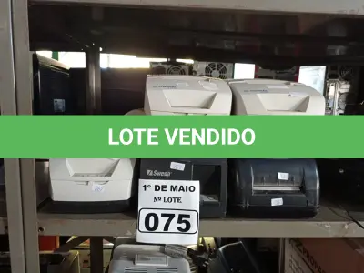 LOTE 075 - 05 IMPRESSORAS DE CUPOM MARCAS E MODELOS DIVERSOS. (NO ESTADO) ATENÇÃO! FAZER A VISITAÇÃO ANTES DE ARREMATAR, NÃO SABEMOS SE FUNCIONA. LEILÃO NÃO TEM GARANTIA E NEM DEVOLUÇÃO, SUJEITO A POSSÍVEIS AVARIAS VISÍVEIS/OCULTAS E/OU AUSÊNCIA DE COMPONENTES.