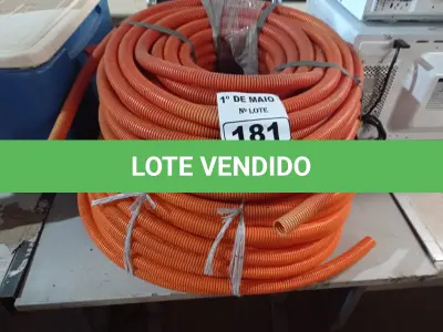 LOTE 181 - 02 ROLOS DE MANGUEIRA CORRUGADA. (NO ESTADO) ATENÇÃO! FAZER A VISITAÇÃO ANTES DE ARREMATAR, NÃO SABEMOS SE FUNCIONA. LEILÃO NÃO TEM GARANTIA E NEM DEVOLUÇÃO, SUJEITO A POSSÍVEIS AVARIAS VISÍVEIS/OCULTAS E/OU AUSÊNCIA DE COMPONENTES.