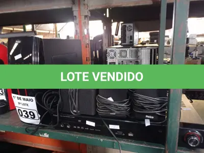 LOTE 039 - 01 DVD HOME THEATER MARCA PHILCO. (NO ESTADO) ATENÇÃO! FAZER A VISITAÇÃO ANTES DE ARREMATAR, NÃO SABEMOS SE FUNCIONA. LEILÃO NÃO TEM GARANTIA E NEM DEVOLUÇÃO, SUJEITO A POSSÍVEIS AVARIAS VISÍVEIS/OCULTAS E/OU AUSÊNCIA DE COMPONENTES.
