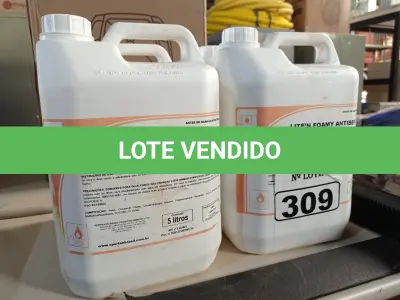 LOTE 309 - 20 LITROS DE SABONETE DE ESPUMA ANTISSÉPTICO. (NO ESTADO) ATENÇÃO! FAZER A VISITAÇÃO ANTES DE ARREMATAR, NÃO SABEMOS SE FUNCIONA. LEILÃO NÃO TEM GARANTIA E NEM DEVOLUÇÃO, SUJEITO A POSSÍVEIS AVARIAS VISÍVEIS/OCULTAS E/OU AUSÊNCIA DE COMPONENTES.