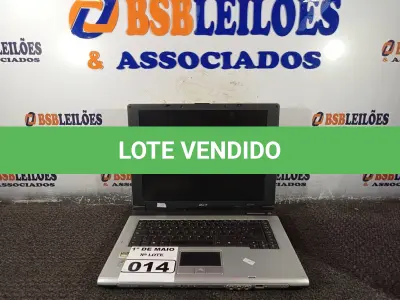 LOTE 014 - 01 NOTEBOOK MARCA ACER. (NO ESTADO) ATENÇÃO! FAZER A VISITAÇÃO ANTES DE ARREMATAR, NÃO SABEMOS SE FUNCIONA. LEILÃO NÃO TEM GARANTIA E NEM DEVOLUÇÃO, SUJEITO A POSSÍVEIS AVARIAS VISÍVEIS/OCULTAS E/OU AUSÊNCIA DE COMPONENTES.