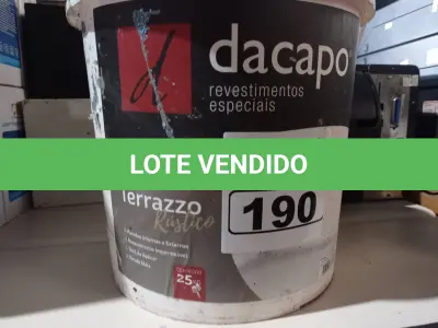 LOTE 190 - 01 BALDE DE GRANILITE TERRAZZO DACAPÓ 25KG. (NO ESTADO) ATENÇÃO! FAZER A VISITAÇÃO ANTES DE ARREMATAR, NÃO SABEMOS SE FUNCIONA. LEILÃO NÃO TEM GARANTIA E NEM DEVOLUÇÃO, SUJEITO A POSSÍVEIS AVARIAS VISÍVEIS/OCULTAS E/OU AUSÊNCIA DE COMPONENTES.