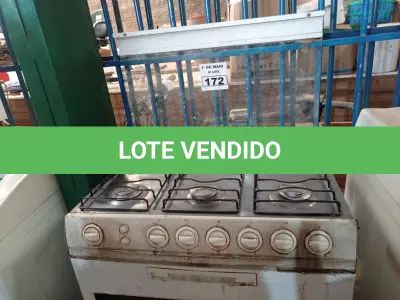 LOTE 172 - 01 FOGÃO A GÁS 06 BOCAS. (NO ESTADO) ATENÇÃO! FAZER A VISITAÇÃO ANTES DE ARREMATAR, NÃO SABEMOS SE FUNCIONA. LEILÃO NÃO TEM GARANTIA E NEM DEVOLUÇÃO, SUJEITO A POSSÍVEIS AVARIAS VISÍVEIS/OCULTAS E/OU AUSÊNCIA DE COMPONENTES.