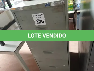 LOTE 326 - 01 ARQUIVO DE AÇO COM 04 GAVETAS. (NO ESTADO) ATENÇÃO! FAZER A VISITAÇÃO ANTES DE ARREMATAR, NÃO SABEMOS SE FUNCIONA. LEILÃO NÃO TEM GARANTIA E NEM DEVOLUÇÃO, SUJEITO A POSSÍVEIS AVARIAS VISÍVEIS/OCULTAS E/OU AUSÊNCIA DE COMPONENTES.