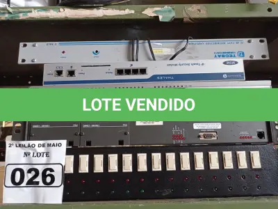 LOTE 026 - 01 FONTE, 01 DATACOM DM4E1, 01 SWITCH D-LINK 32 PORTAS, 01 IP TOUCH SECURITY MODULE E 01 TECSAT CATV T5060. (NO ESTADO) ATENÇÃO! FAZER A VISITAÇÃO ANTES DE ARREMATAR, NÃO SABEMOS SE FUNCIONA. LEILÃO NÃO TEM GARANTIA E NEM DEVOLUÇÃO, SUJEITO A POSSÍVEIS AVARIAS VISÍVEIS/OCULTAS E/OU AUSÊNCIA DE COMPONENTES.